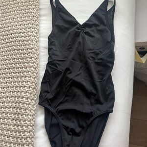 Black leotard cinch front